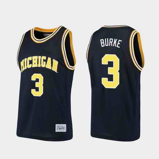Men Michigan Wolverines Trey Burke Alumni Navy Basketball Jersey